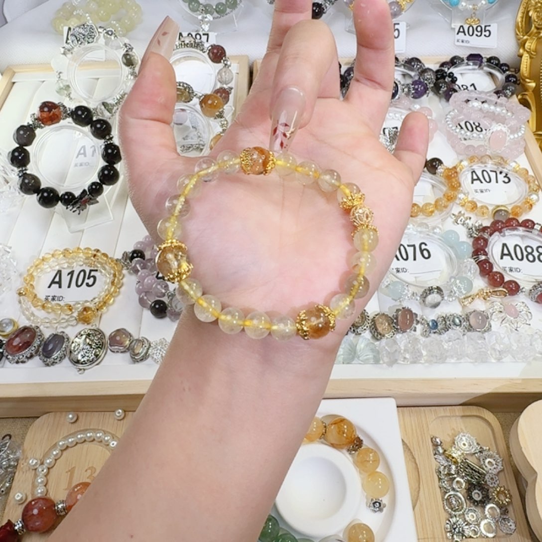 烟晶手链银S925镶嵌小满圆圆财