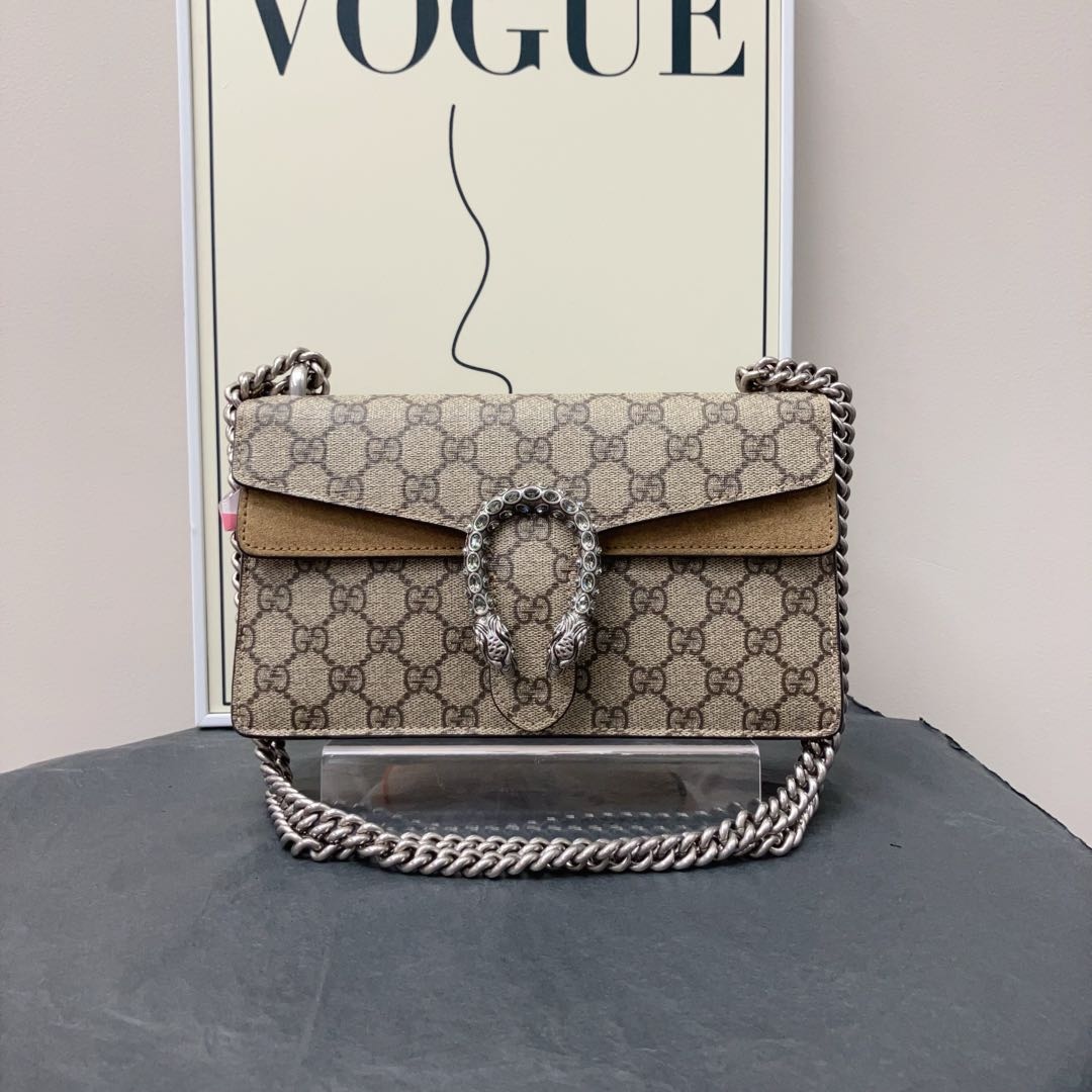 95新 GUCCI/古驰 W古驰老花钻扣酒神中号单肩包60229731