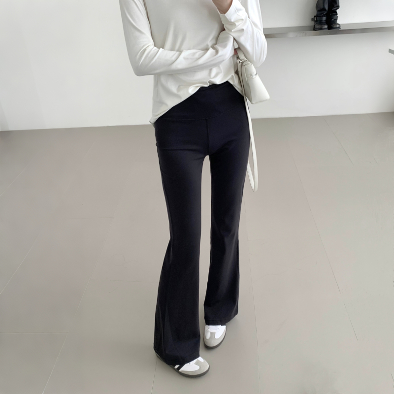 黄油裸感系列 Groove版女士运动高腰喇叭裤显瘦紧身提臀瑜伽裤