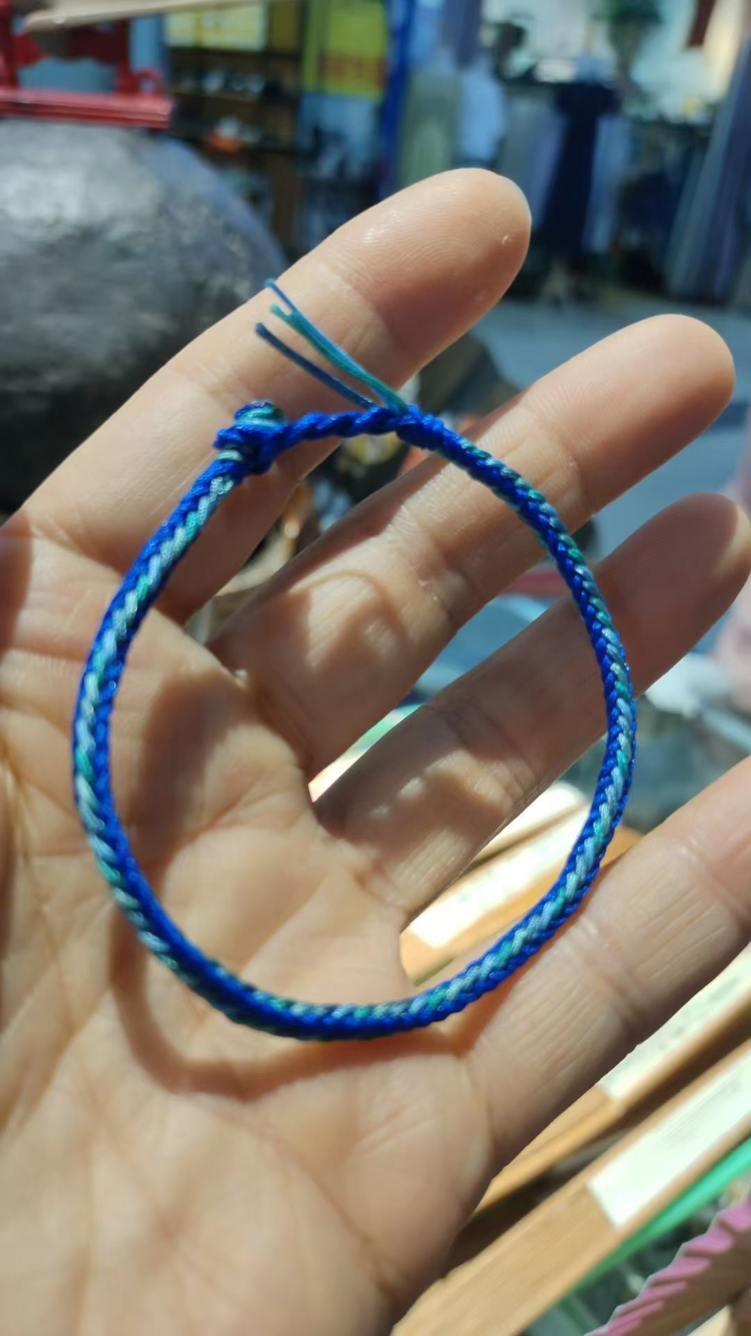 非金属布艺手链 蓝色八股成品手绳素款百搭饰品编织纯手工