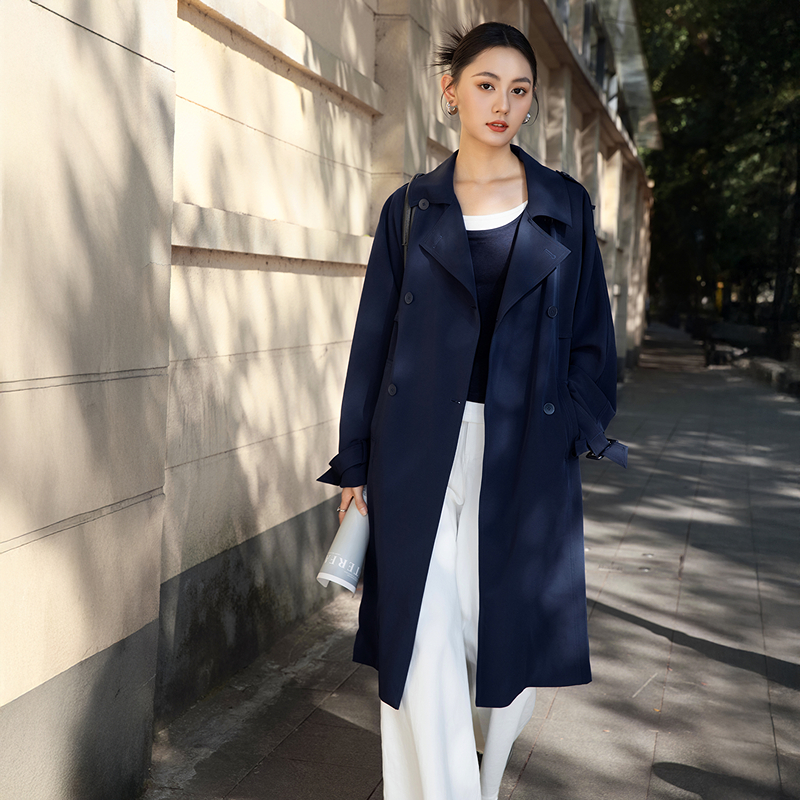 AIKE 风衣常规V字领过膝女英伦风长款常规款时尚薄款YA25335W001