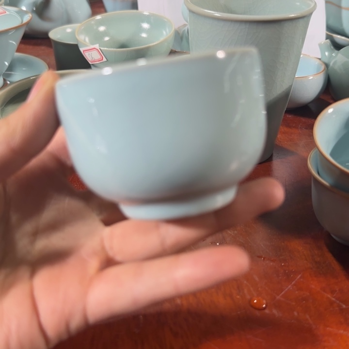 微瑕天青罗汉杯手工