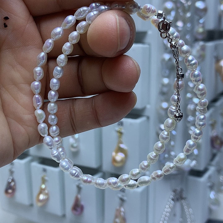 银S925镶嵌巴洛克淡水珍珠