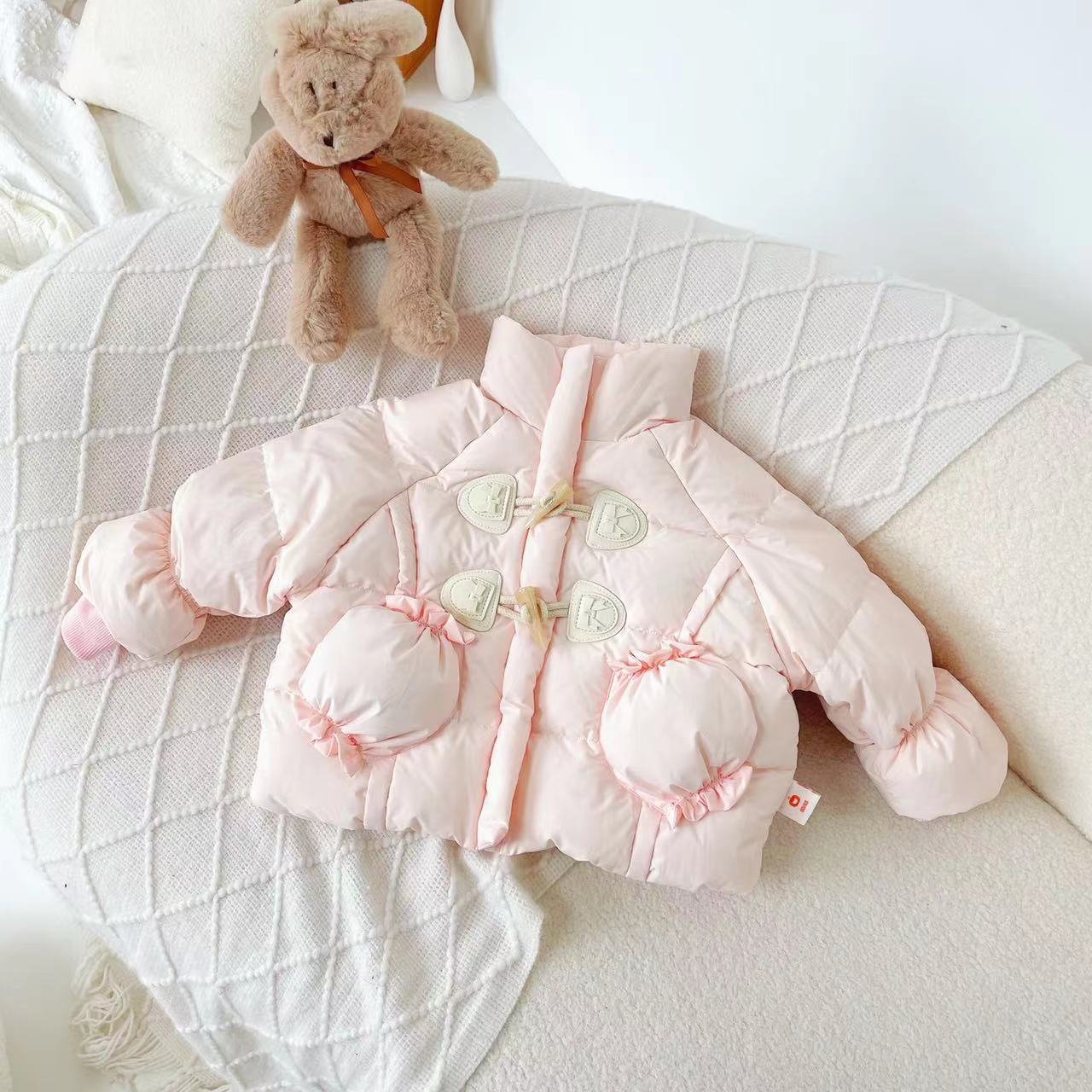 【现货】DW239653冬季儿童羽绒服新国标90白鸭绒加厚保暖女宝外套