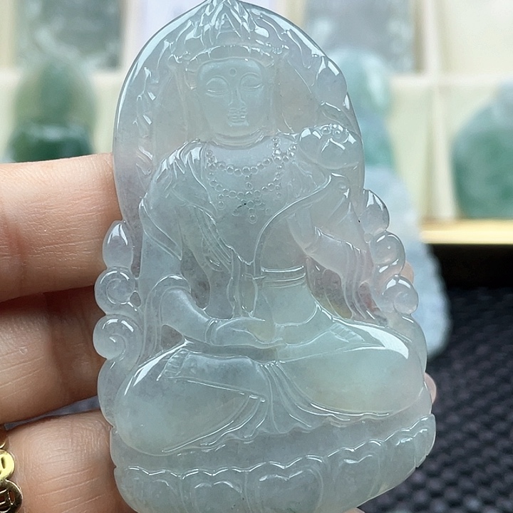 颈饰未镶嵌翡翠随*¥天然翡翠观音