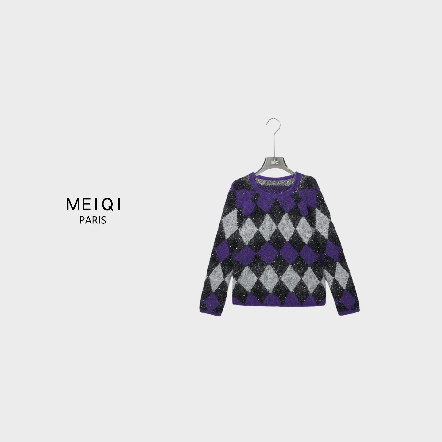 MeiQi欧美风！薰衣草&星空菱格丨百搭针织衫上衣女D1492