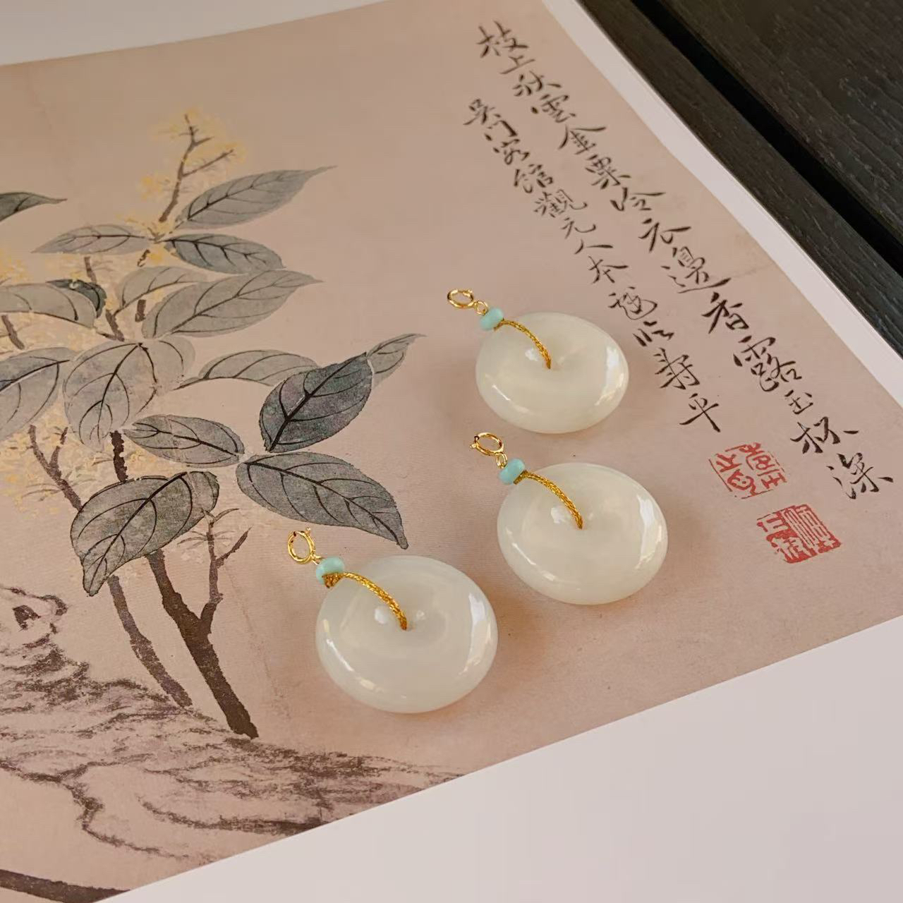 CA243 925银和田玉大号白玉平安扣吊坠多样性发货一个