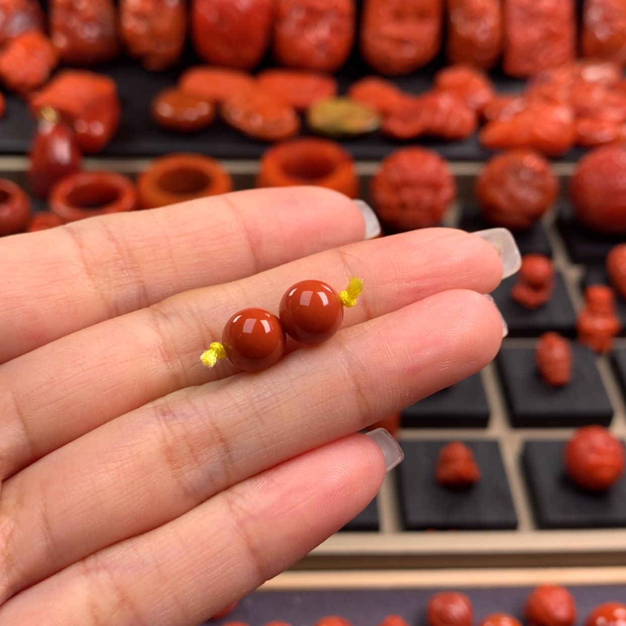 【闪购商品】南红玛瑙圆珠对珠8mm未镶嵌