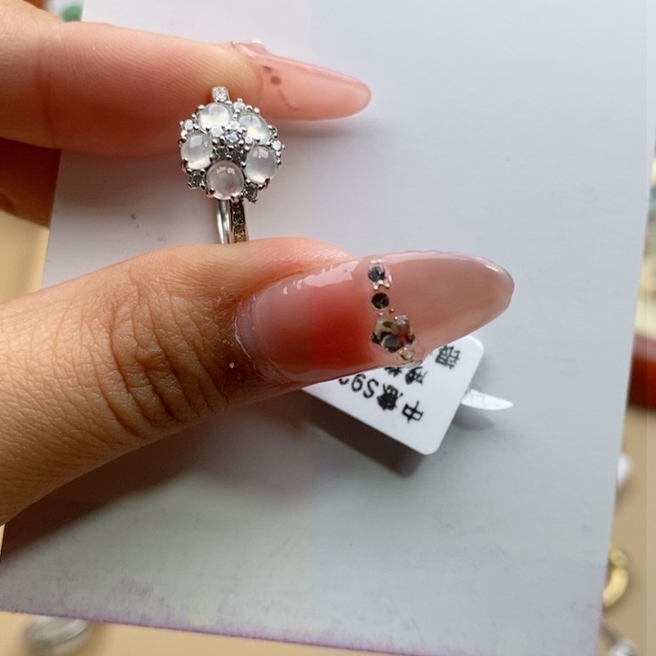 翡翠戒指银S925镶嵌11111