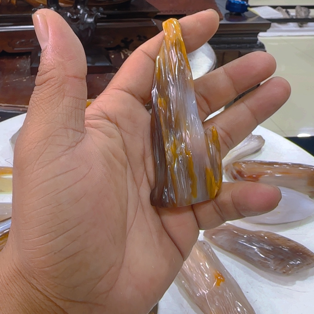 硅化玉未镶嵌手把