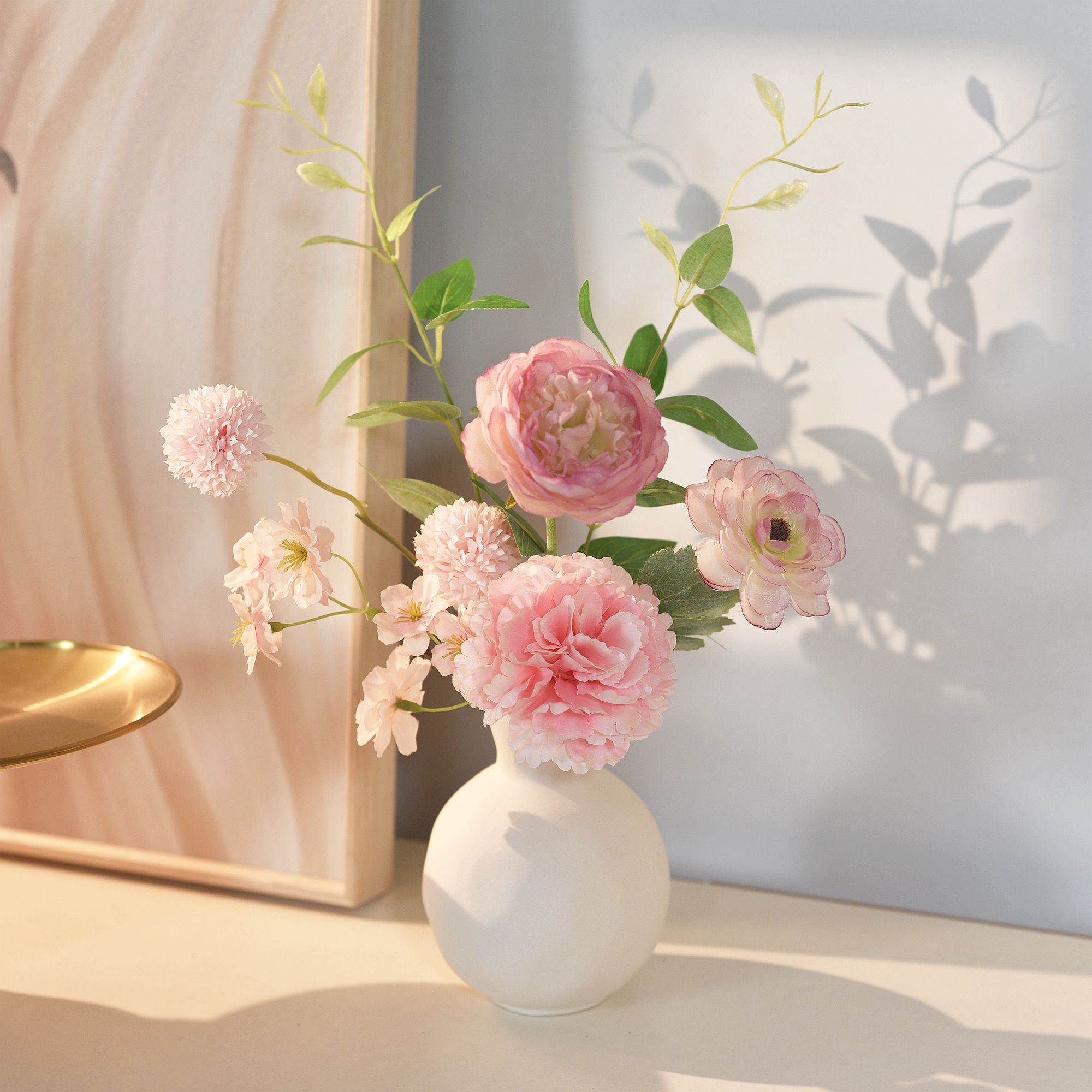 《粉嫣》原创新款小清新假花仿真花客厅摆设餐桌装饰品室内插花摆件