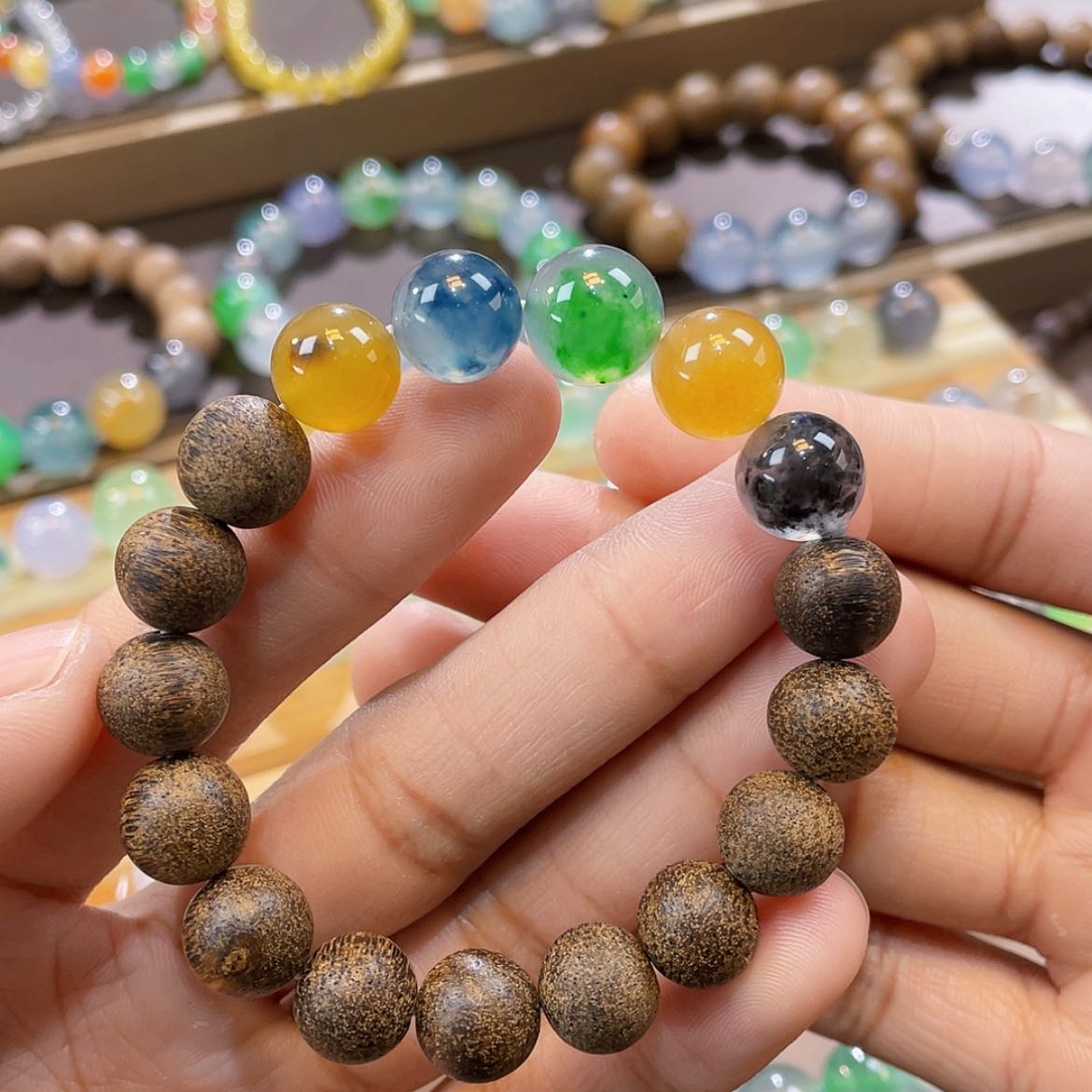 【闪购商品】未镶嵌手链翡翠卡10.8蓝莓色（单颗）