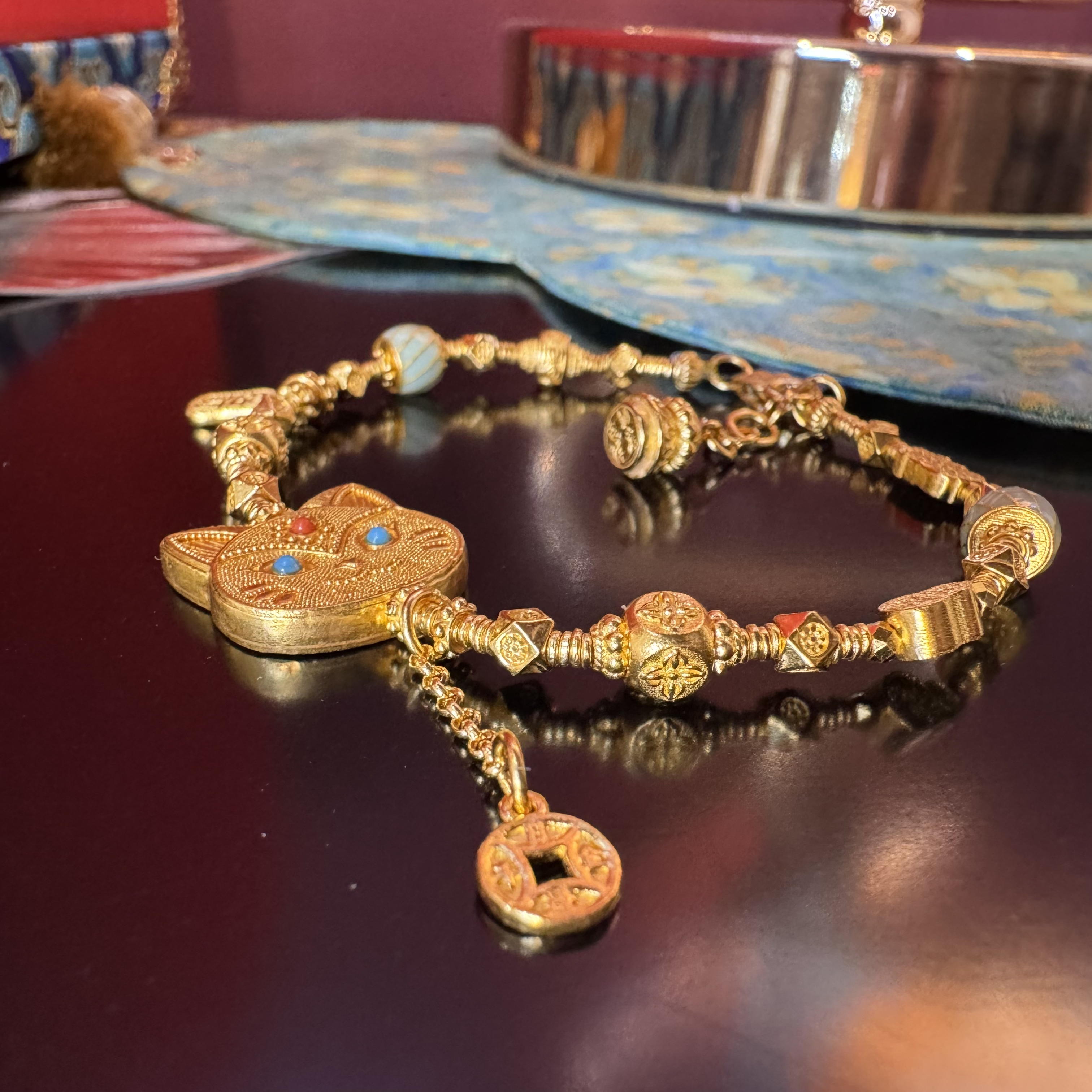 岳福珠宝足金手链