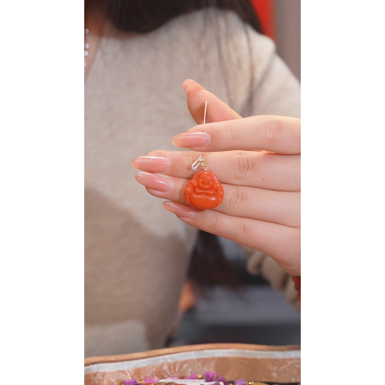 南红玛瑙吊坠不含链18K金镶嵌多样性发@@N7617