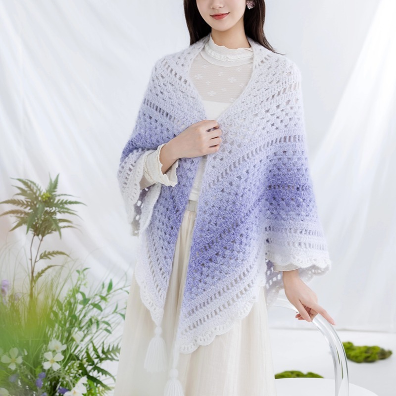 新妈咪手作春日新手披肩直播线材组合手工diy编织钩针衣服