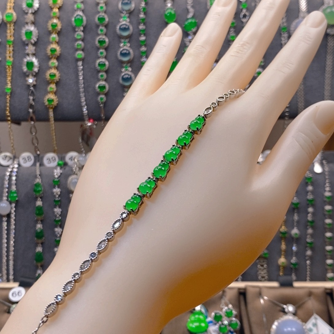 颈饰银S925镶嵌翡翠翡翠手链