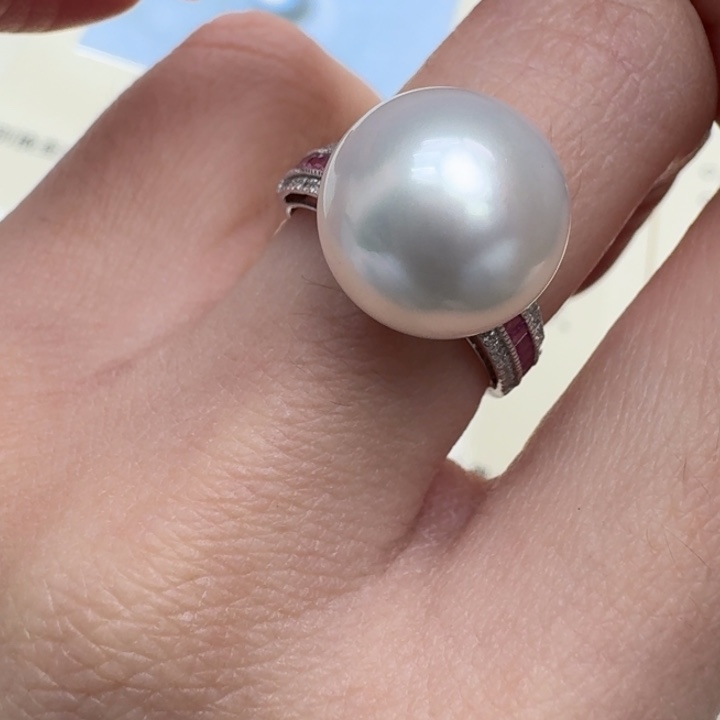 海水珍珠戒指18K金镶嵌