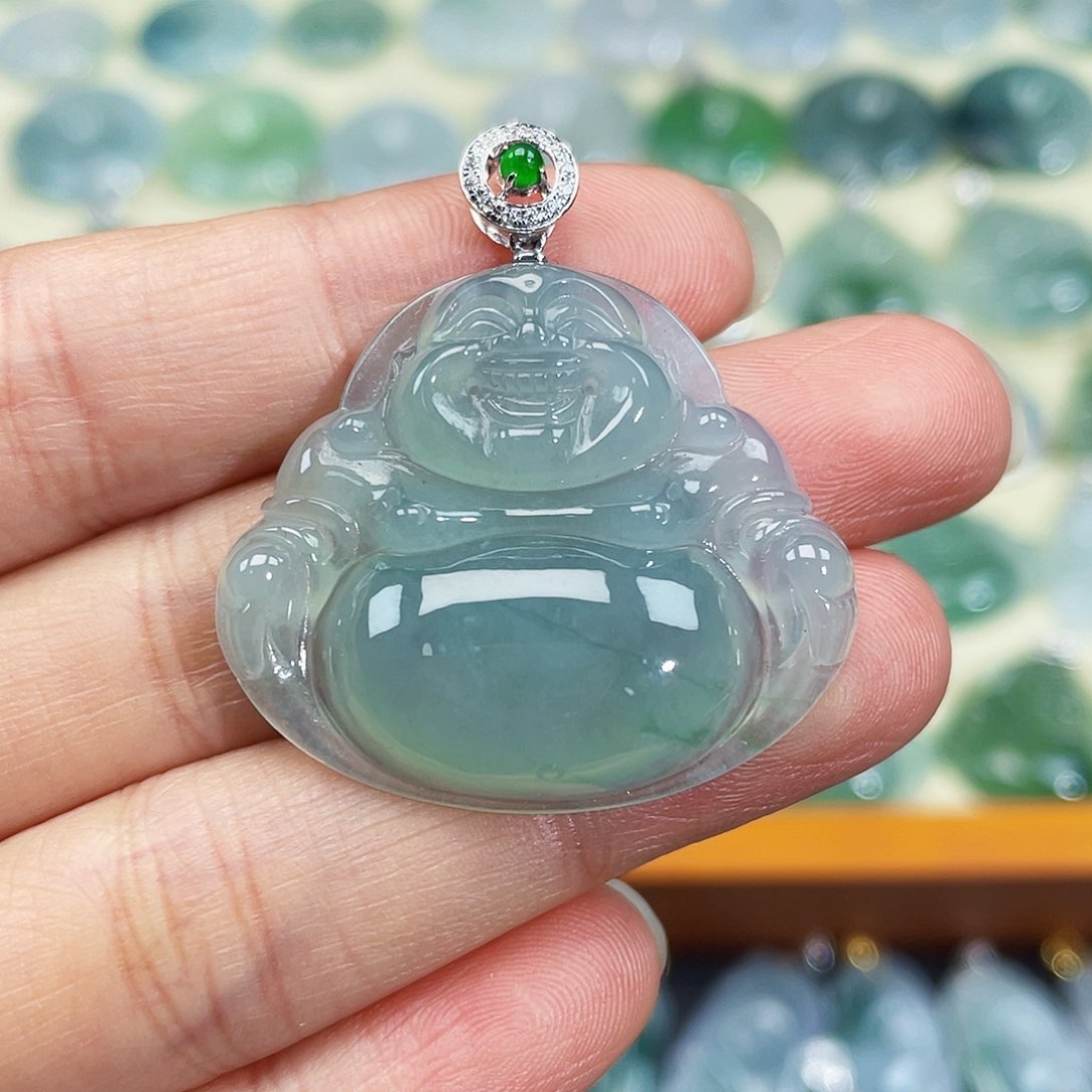 翡翠颈饰18K金镶嵌吊坠