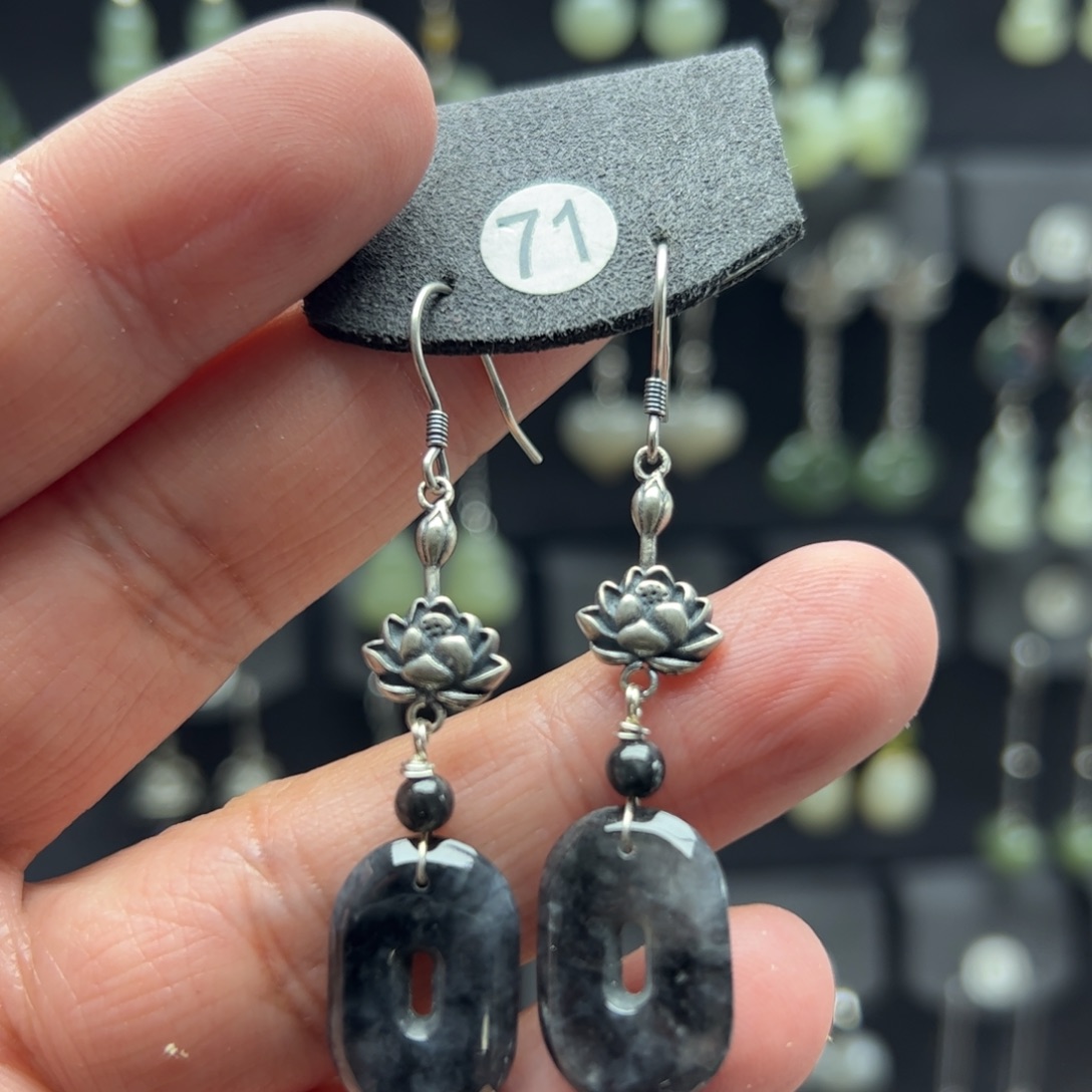 翡翠银S925镶嵌耳饰