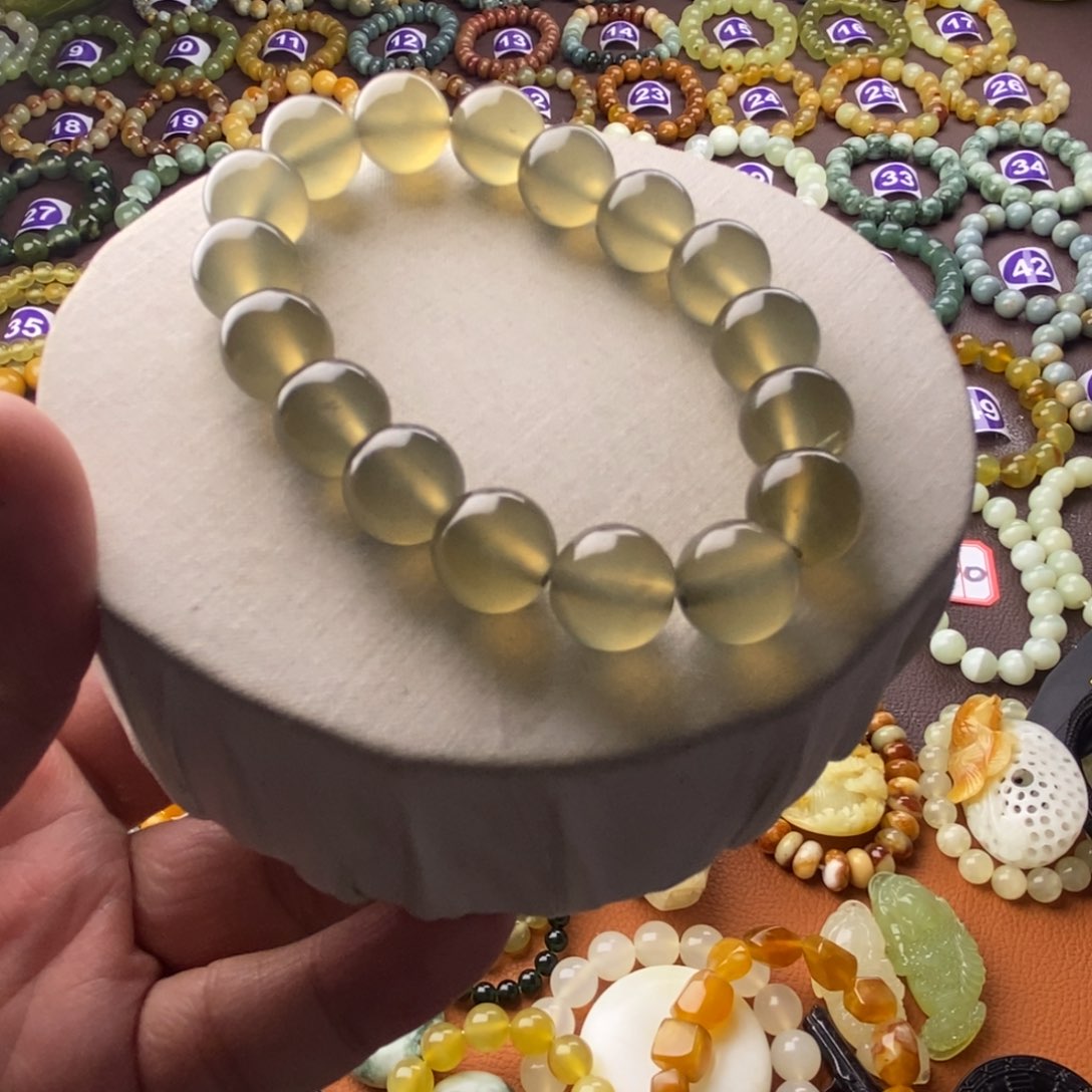 蛇纹石玉手串未镶嵌用****心