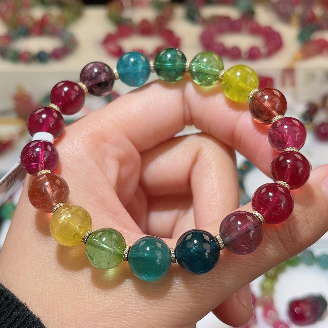 碧玺手链18K金镶嵌碧玺手链