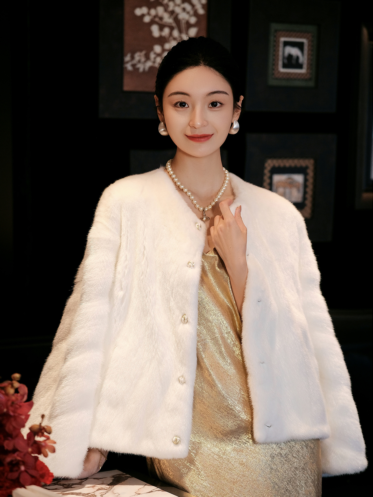 盛唐牡丹水貂毛皮草外套