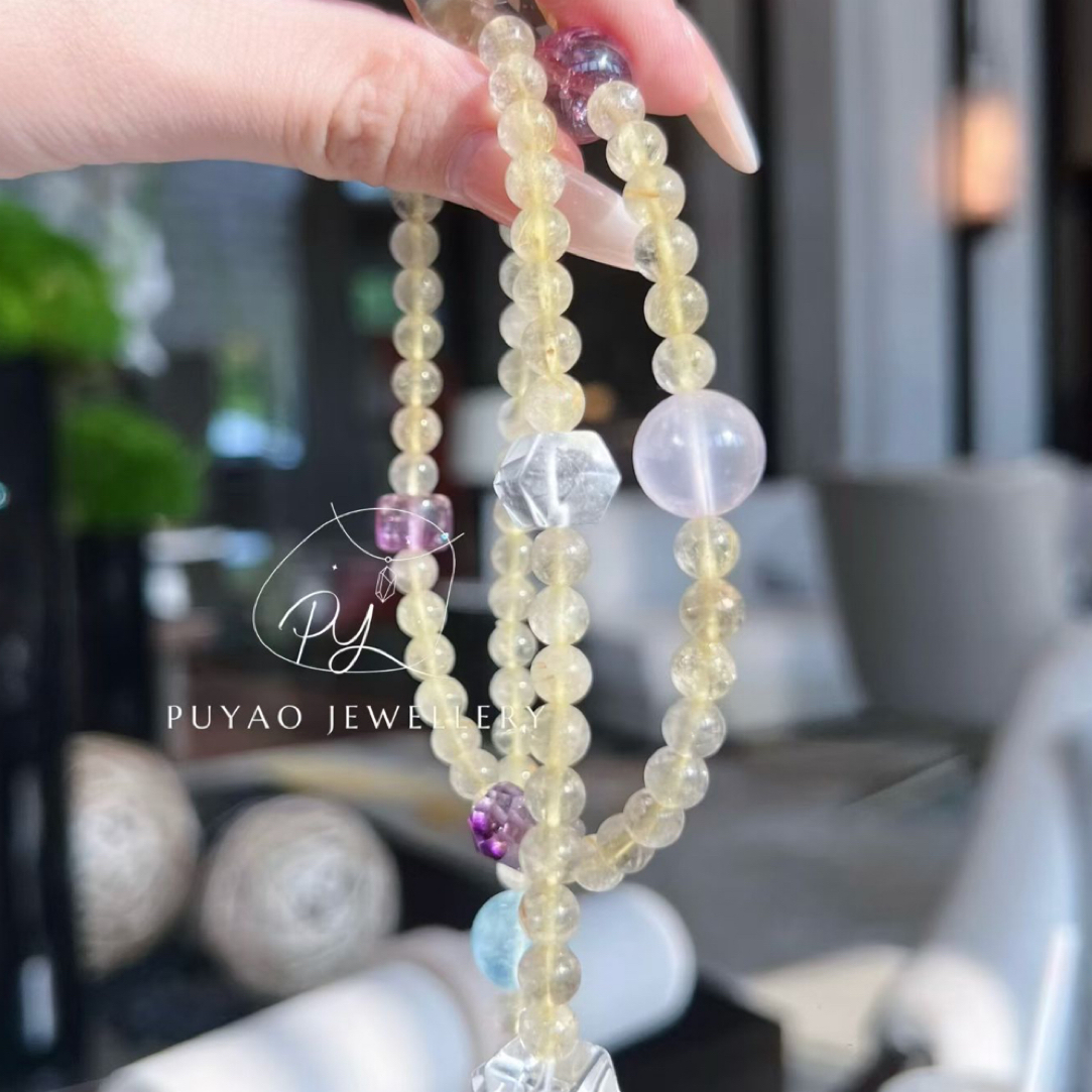 菩瑶｜日照金山 8m金发晶双圈招米米水晶手串
