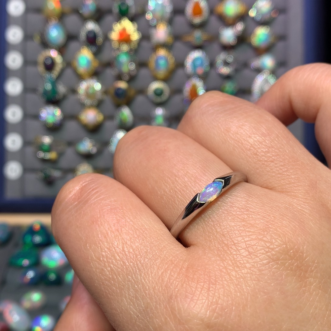 欧泊银S925镶嵌戒指款式小**0