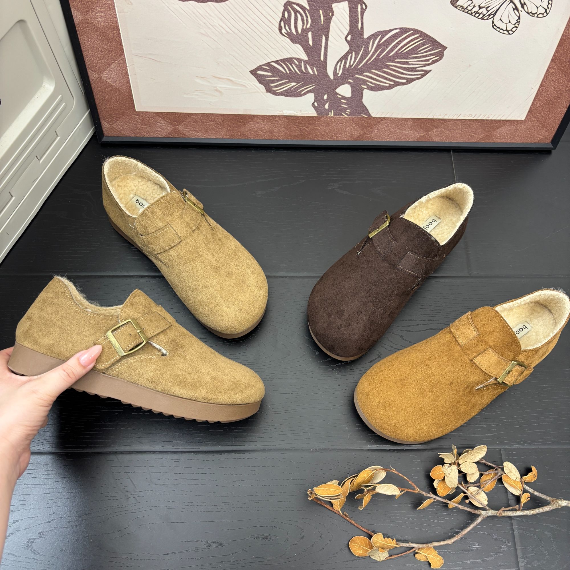 【三喜】‘3cm勃肯鞋’平底增高显瘦秀气棉鞋勃肯鞋百搭软底琥珀流光