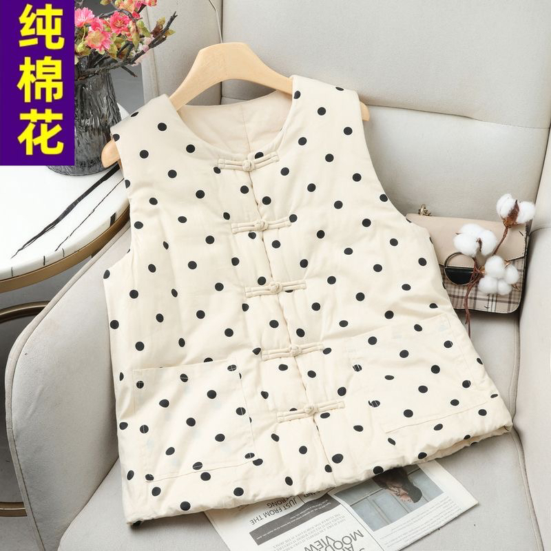 2025冬季新款国风马甲女外套新疆长绒棉棉花马夹新中式盘扣上衣女