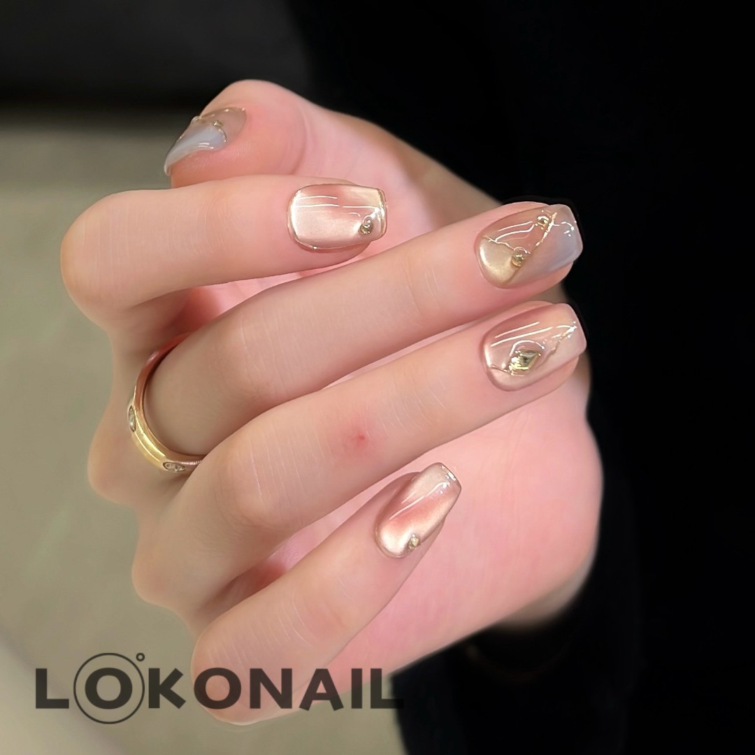 「仙女座」线条晕染镶钻猫眼温柔纯欲显白高级纯手工穿戴甲