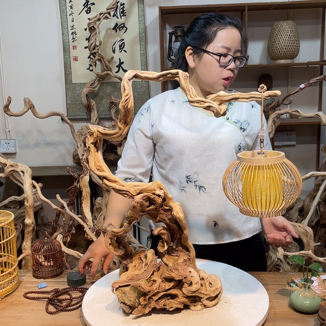 香杉木杜鹃根根艺摆件