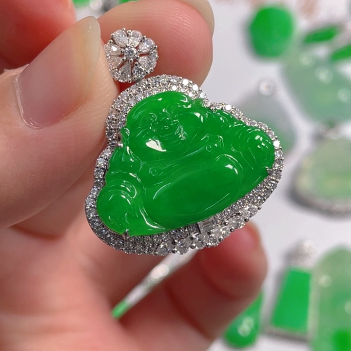 翡翠18K金镶嵌吊坠(不含链)