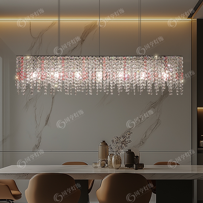国亨新款意式轻奢餐厅水晶吊灯设计师款高级简约奢华高档长条灯