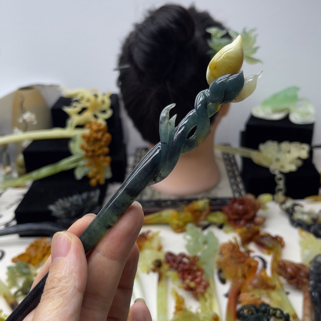 【闪购商品】蛇纹石玉未镶嵌发饰辞****生 