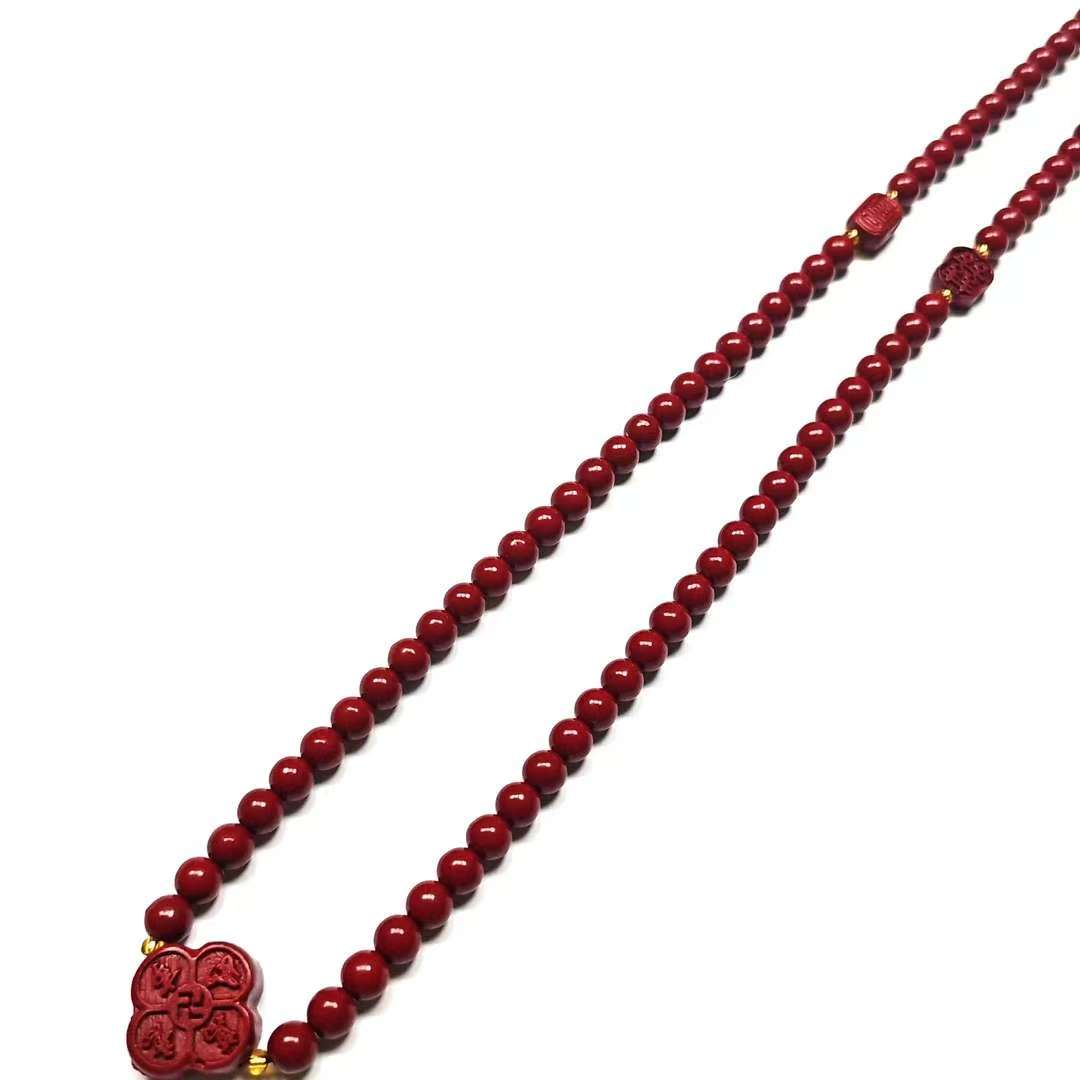 天然辰砂SX004 精美珠宝项链 尺寸18*7mm