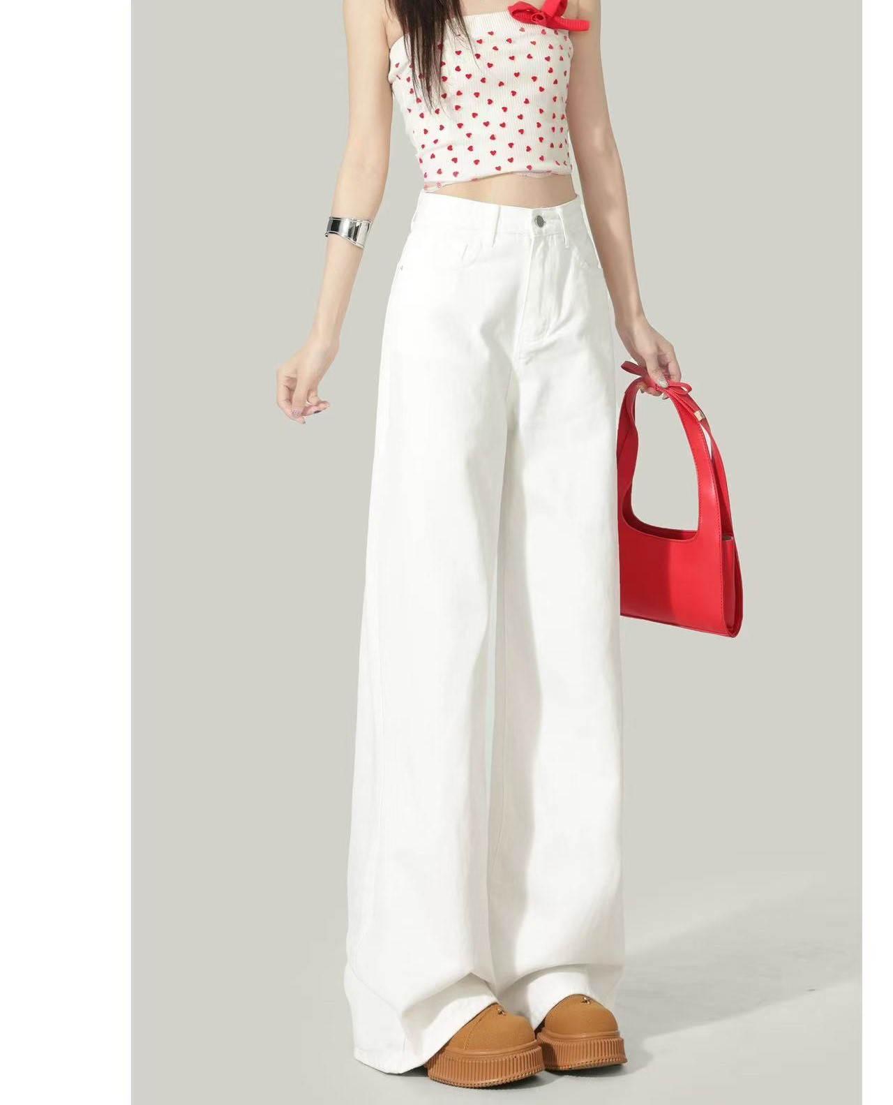 5501蓝鲸经典系列白色牛仔裤