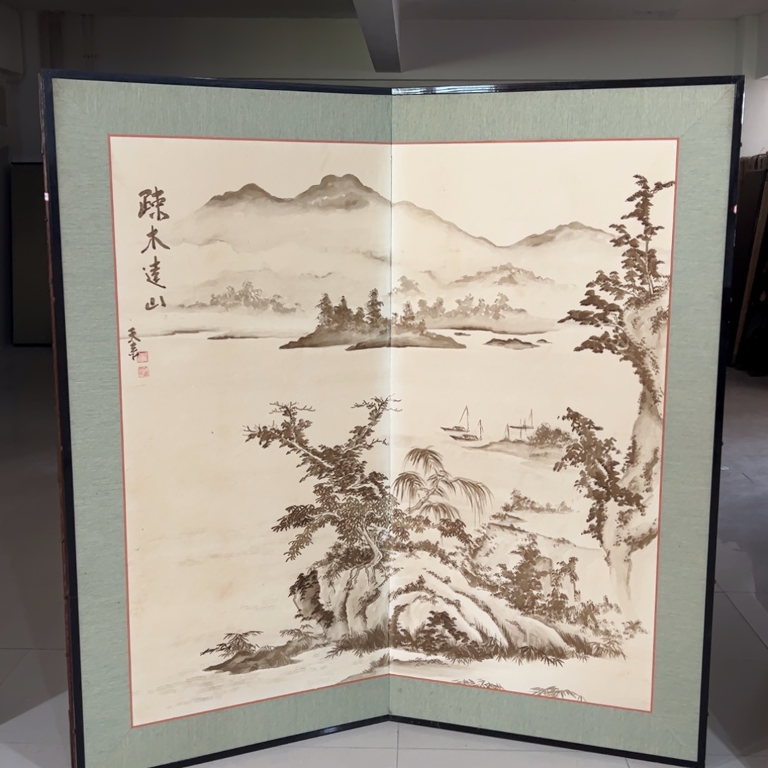 绘画屏风框画茶空间设计