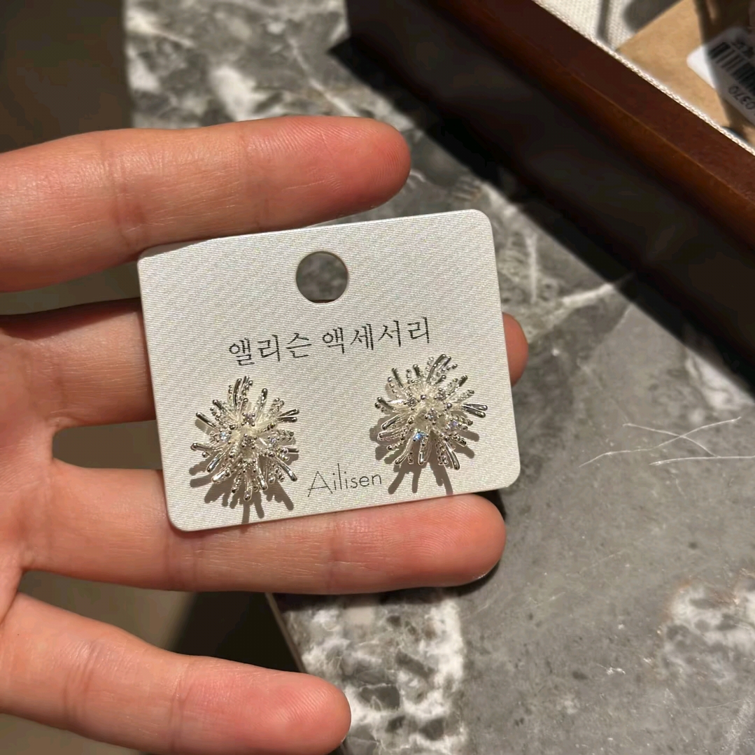 925银耳饰 烟花爆款耳钉镶嵌银色百搭饰品几何素款复古女日韩