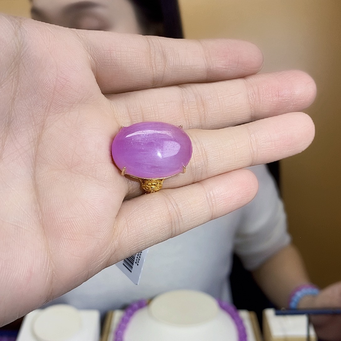 锂辉石紫锂辉高冰收藏级特级戒指银S925镶嵌