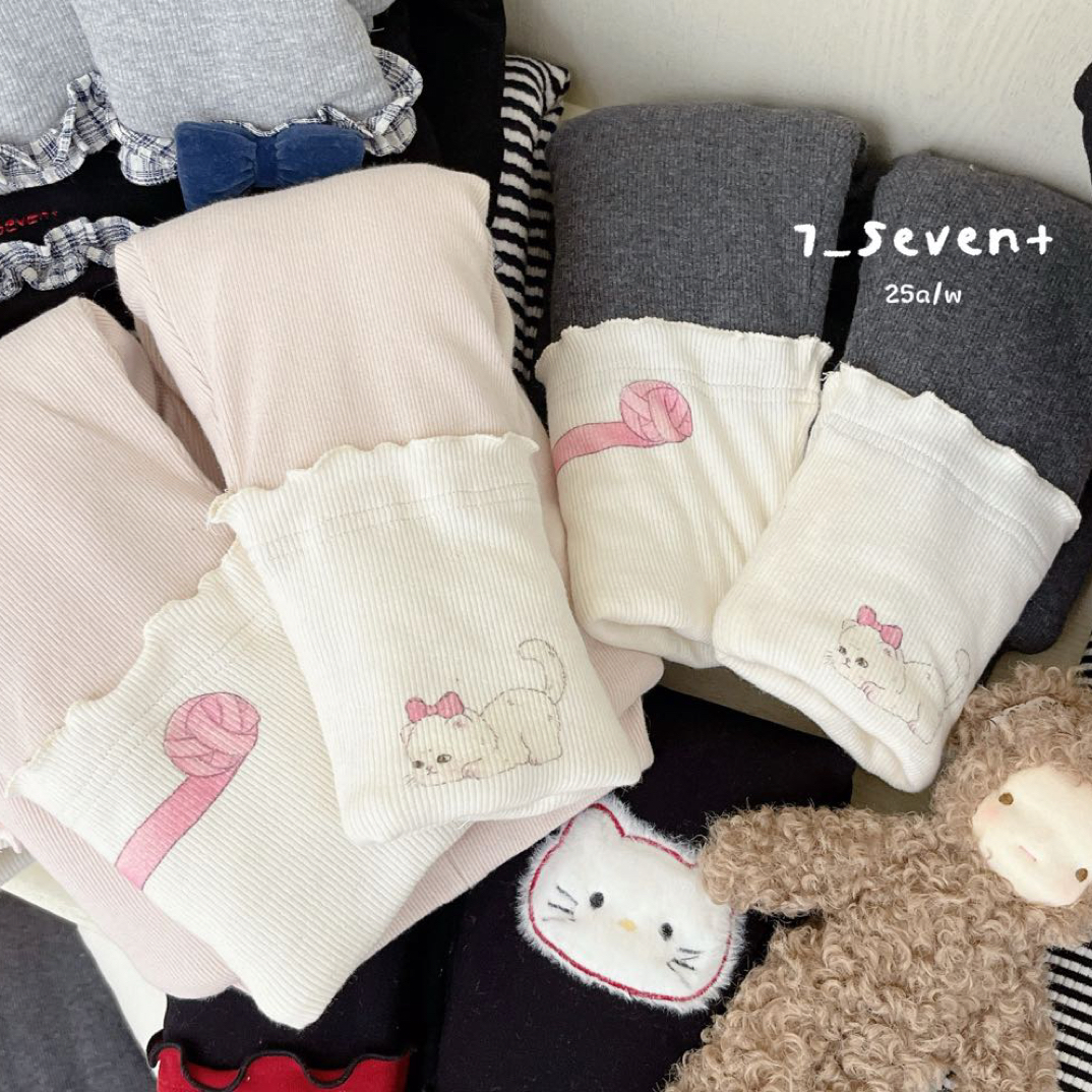 7seven·2025冬～小猫和毛线球9433加厚保暖女童棉裤