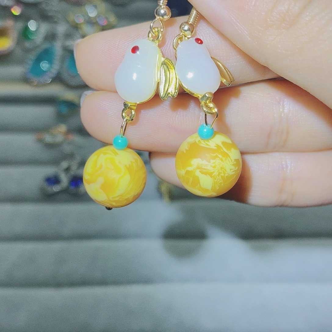 【闪购商品】托帕石耳饰银S925镶嵌