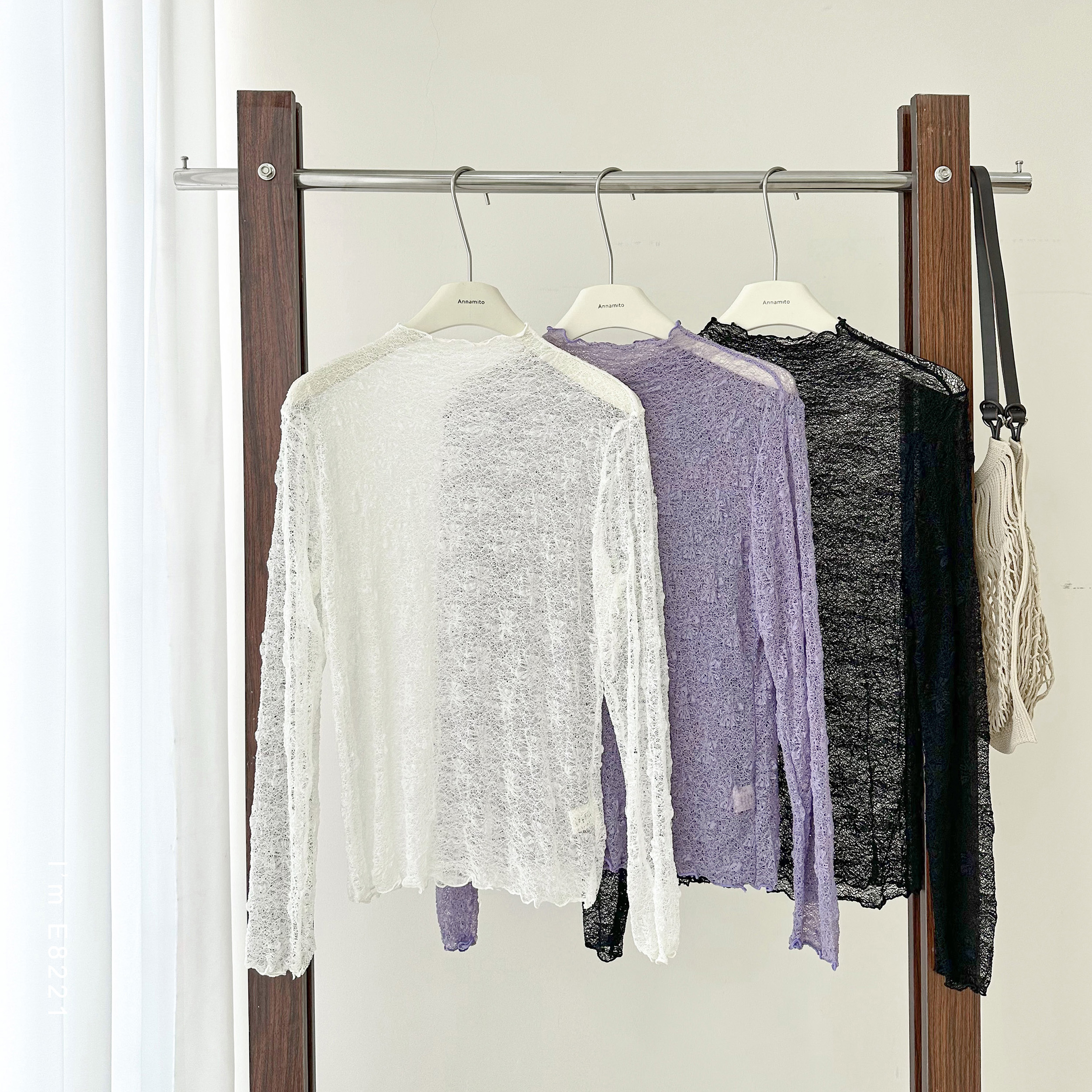 内搭叠穿神器镂空蕾丝透视长袖打底衫E8221