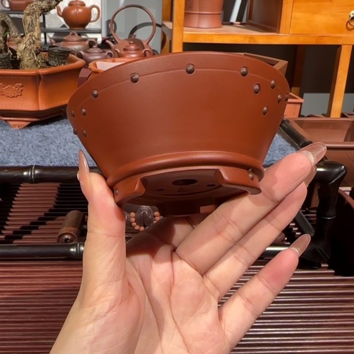 紫砂花盆口径9深度3.5