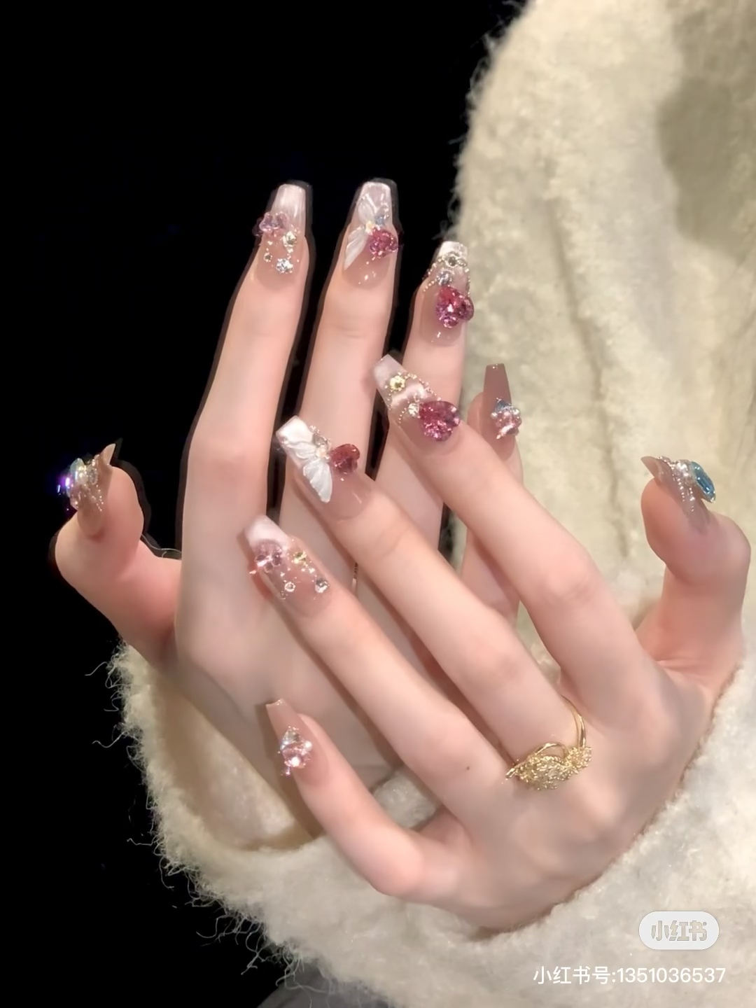 纯手工穿戴甲11（直播间过款链接）裸色林喜柔蚂蚱相认