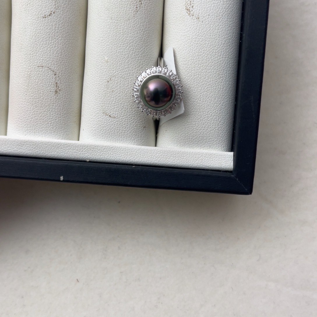 海水珍珠戒圈银S925镶嵌