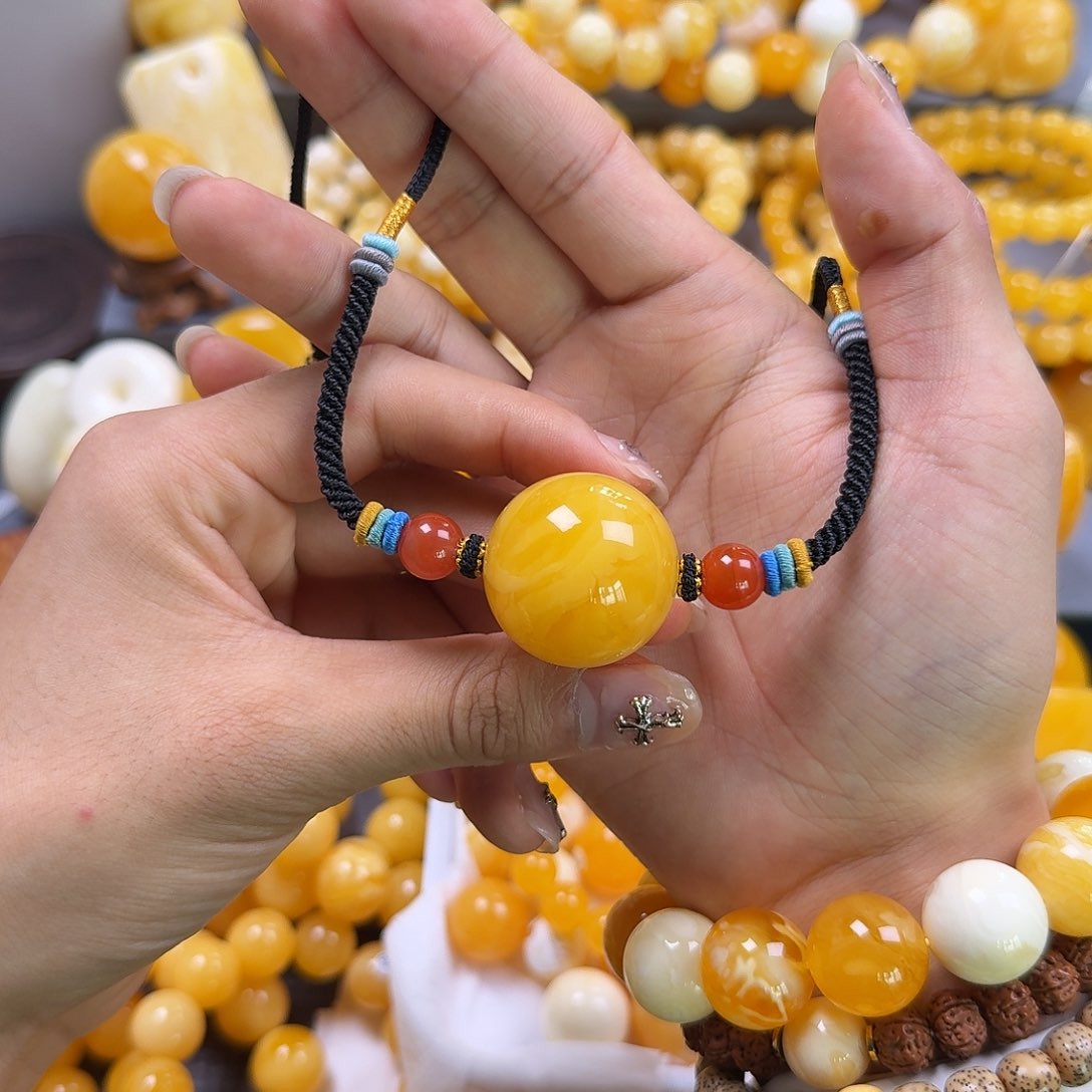 琥珀珠宝奇石未镶嵌锁骨29mm