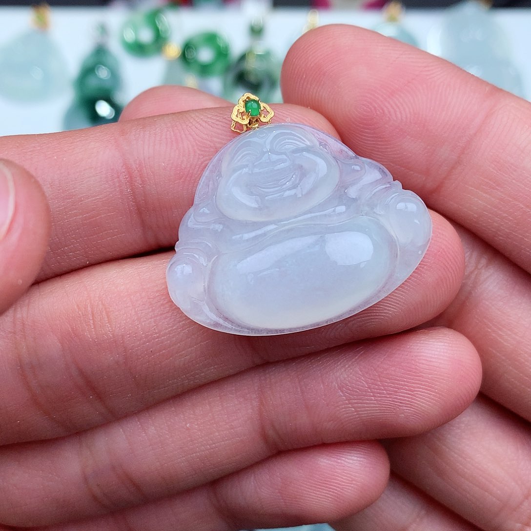 翡翠吊坠(不含链)18K金镶嵌