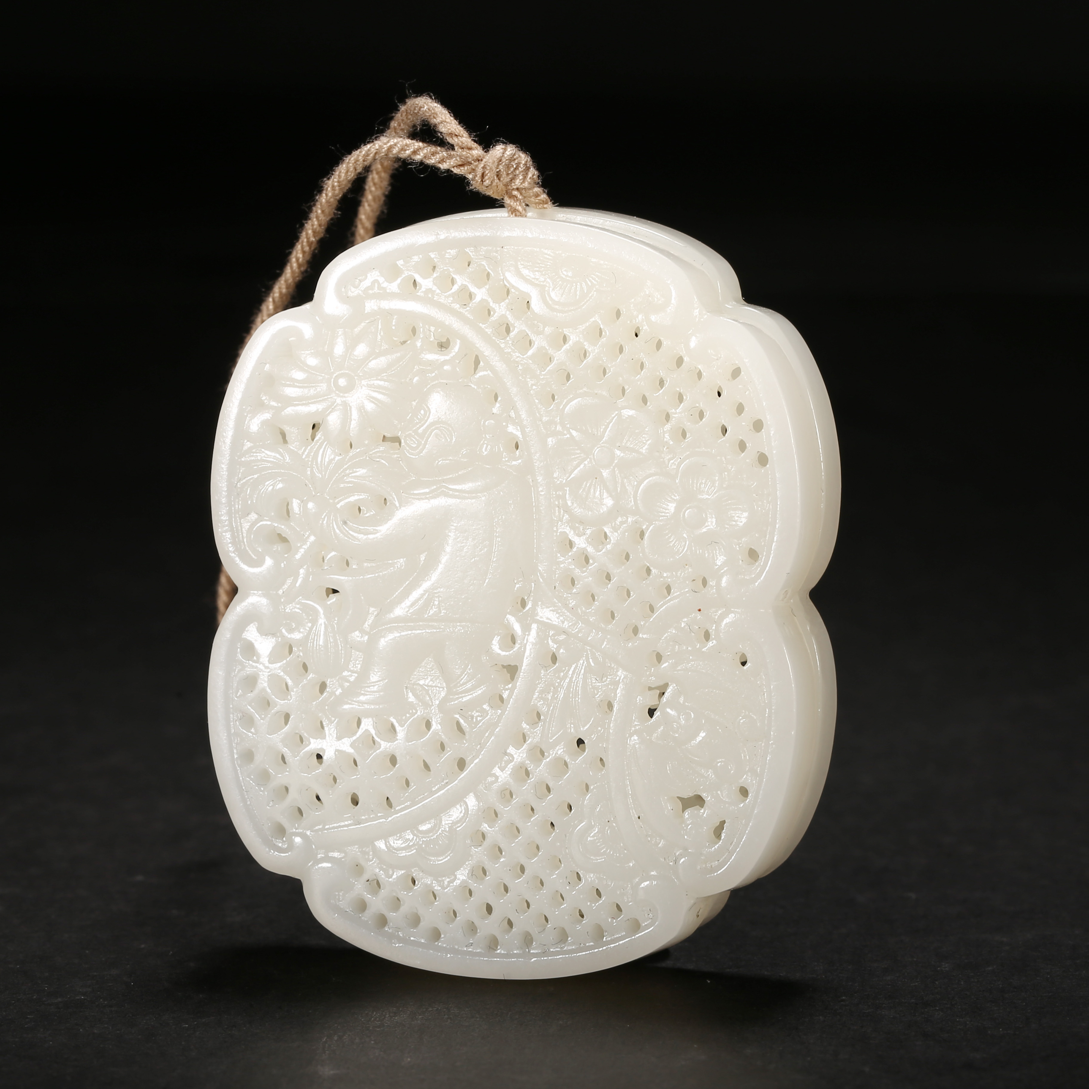 清代*白玉和合香囊/20ALJ3189/和田玉【北京文博】