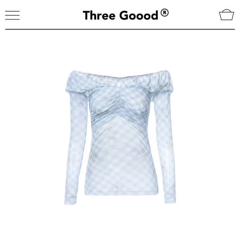 THREE GOOOD/三吉一字领网纱修身衣 ST230014